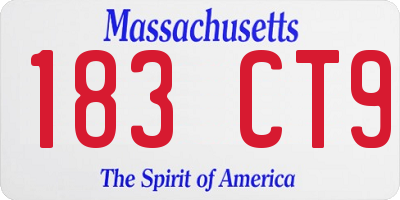 MA license plate 183CT9