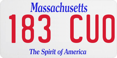 MA license plate 183CU0