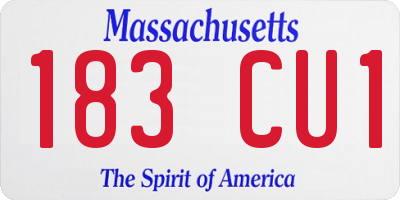 MA license plate 183CU1