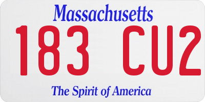 MA license plate 183CU2