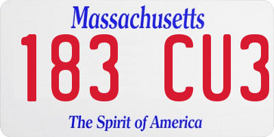 MA license plate 183CU3