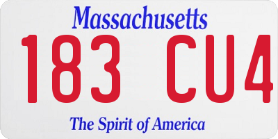MA license plate 183CU4