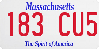 MA license plate 183CU5