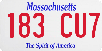 MA license plate 183CU7