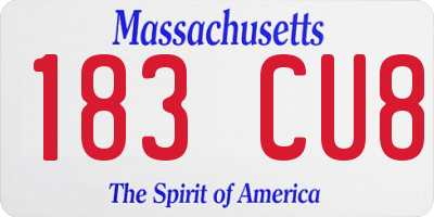 MA license plate 183CU8