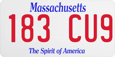 MA license plate 183CU9