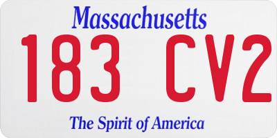 MA license plate 183CV2
