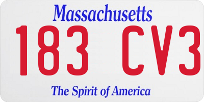 MA license plate 183CV3