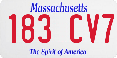 MA license plate 183CV7
