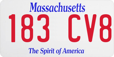 MA license plate 183CV8