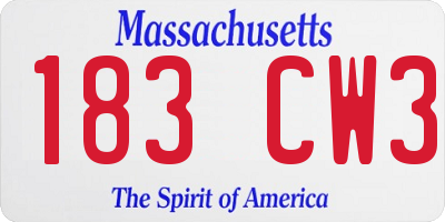 MA license plate 183CW3