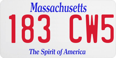 MA license plate 183CW5