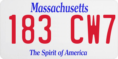 MA license plate 183CW7