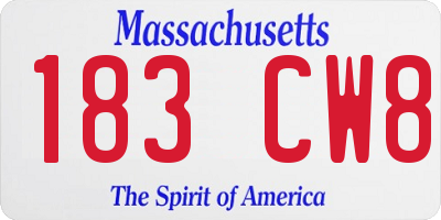 MA license plate 183CW8