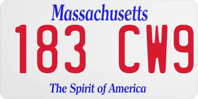 MA license plate 183CW9
