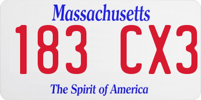 MA license plate 183CX3