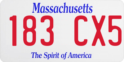MA license plate 183CX5