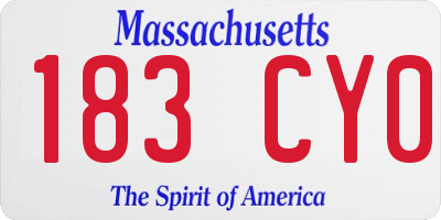 MA license plate 183CY0