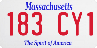 MA license plate 183CY1