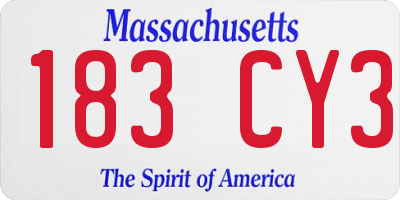 MA license plate 183CY3