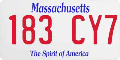 MA license plate 183CY7