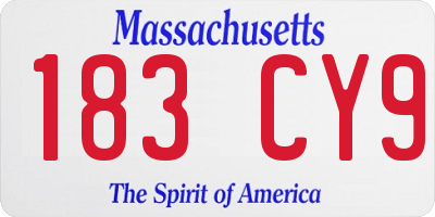 MA license plate 183CY9