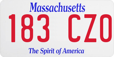 MA license plate 183CZ0