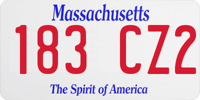 MA license plate 183CZ2