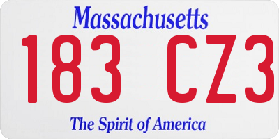 MA license plate 183CZ3