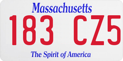 MA license plate 183CZ5