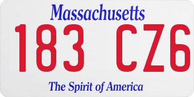 MA license plate 183CZ6