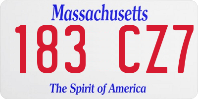 MA license plate 183CZ7