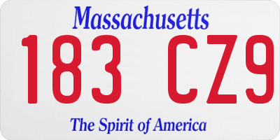 MA license plate 183CZ9