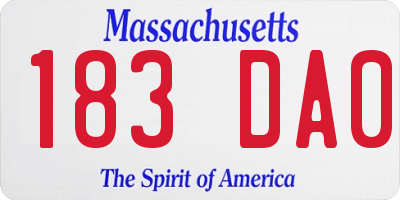 MA license plate 183DA0