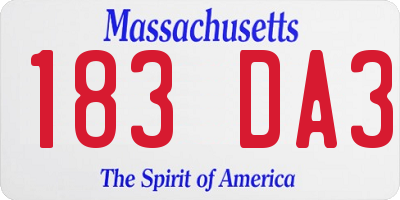 MA license plate 183DA3