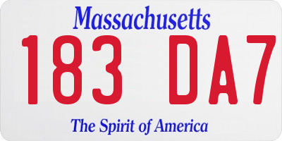 MA license plate 183DA7