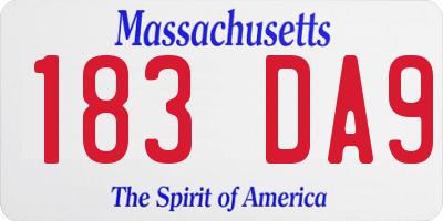 MA license plate 183DA9