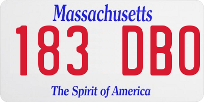 MA license plate 183DB0