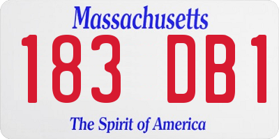 MA license plate 183DB1
