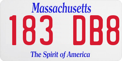 MA license plate 183DB8