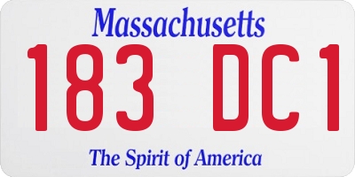 MA license plate 183DC1