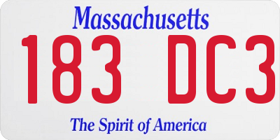 MA license plate 183DC3