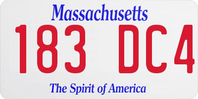 MA license plate 183DC4