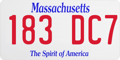 MA license plate 183DC7