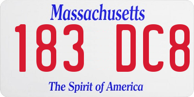 MA license plate 183DC8