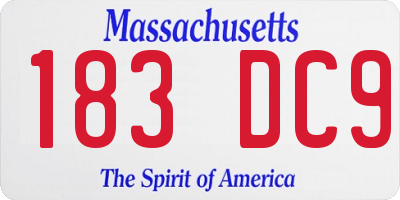 MA license plate 183DC9