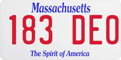 MA license plate 183DE0