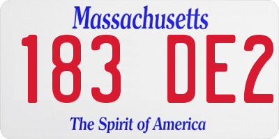 MA license plate 183DE2