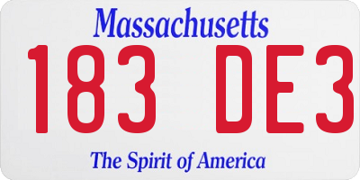 MA license plate 183DE3