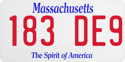 MA license plate 183DE9